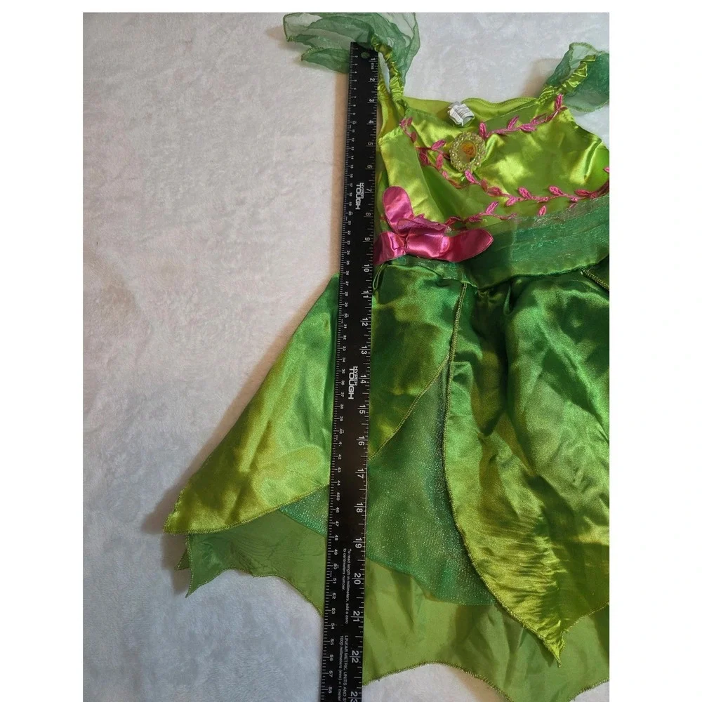 290 Disney Tinker Bell Costume Kids Small 4-6 Green Excellent Fairy Dress Up